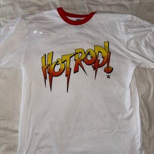 WWE Authentic Rowdy Roddy Piper Hot Rod Ringer T-Shirt White Red Large Wrestling